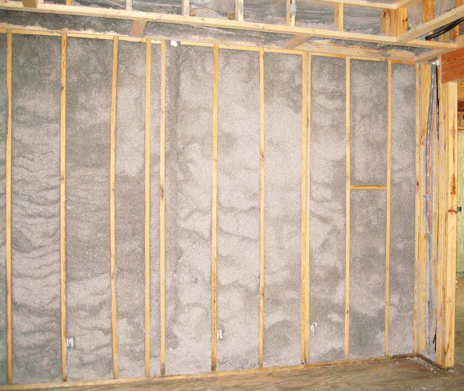 Cellulose wall insulation in a home
